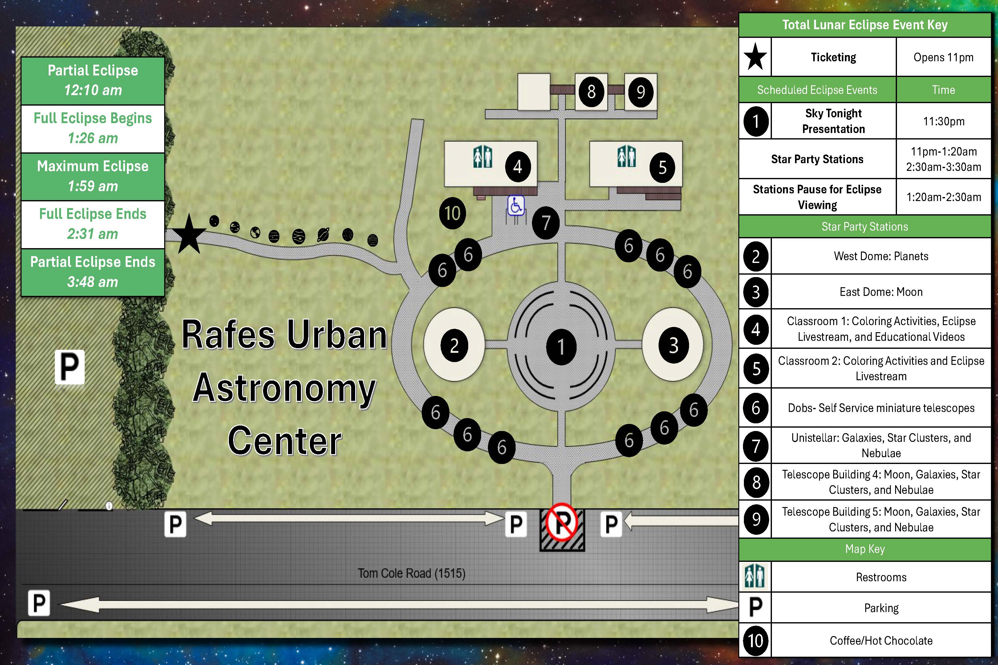 Lunar Eclipse Map shows event station locations