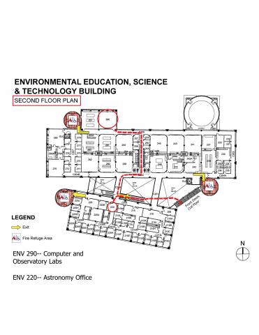 Map to Office and Classroom 290 on the Second Floor of the EESAT